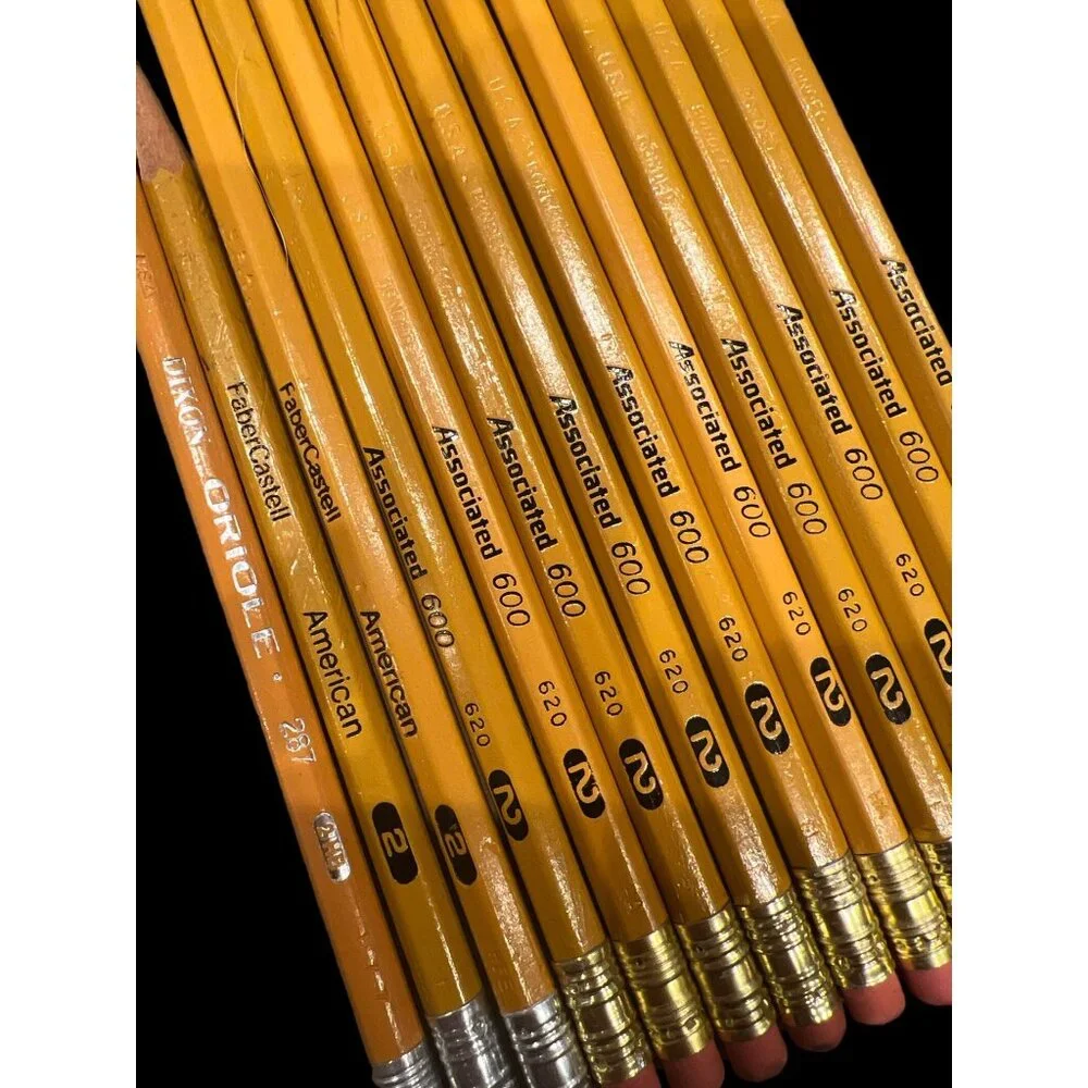 Lot of 13 Mix Sharpened Used No2 Yellow Pencils, Assoc 600, Dixon, FaberCastell‎